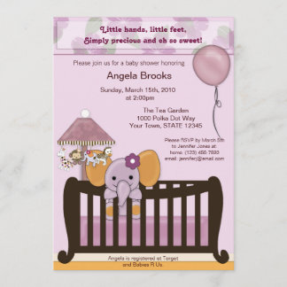 ELEPHANT Baby Shower Invitation in orchid CJE