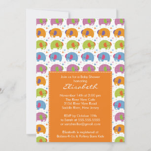 Elephant Baby Shower Invitation Orange