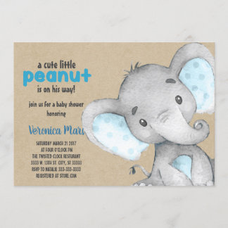 Elephant baby shower invitation peanut baby invite