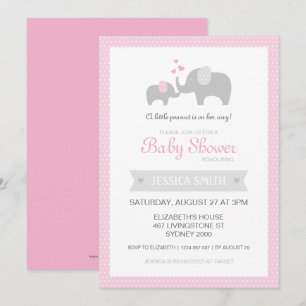 Elephant Baby Shower Invitation - Pink
