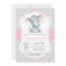 Elephant Baby Shower Invitation Pink and Grey