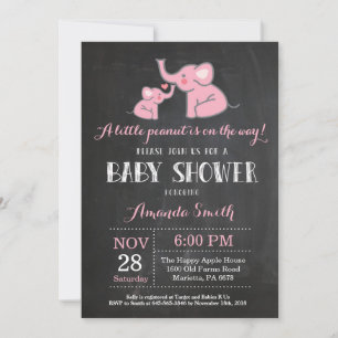 Elephant Baby Shower Invitation Pink and Grey
