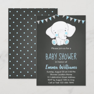 Elephant Baby Shower Invitations for Boy
