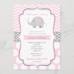Elephant Baby Shower Invitations for Girl