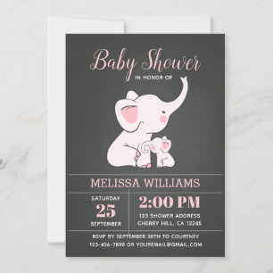 Elephant Baby Shower Invitations for Girl