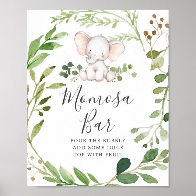 Elephant Baby Shower Mimosa Bar Sign (Front)