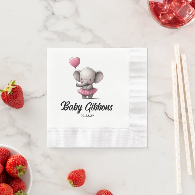 Elephant Baby Shower Napkin (Insitu)