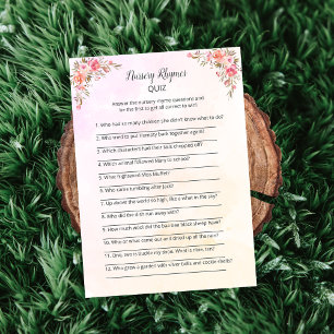 Elephant Baby Shower Nursery Rhymes Game Card