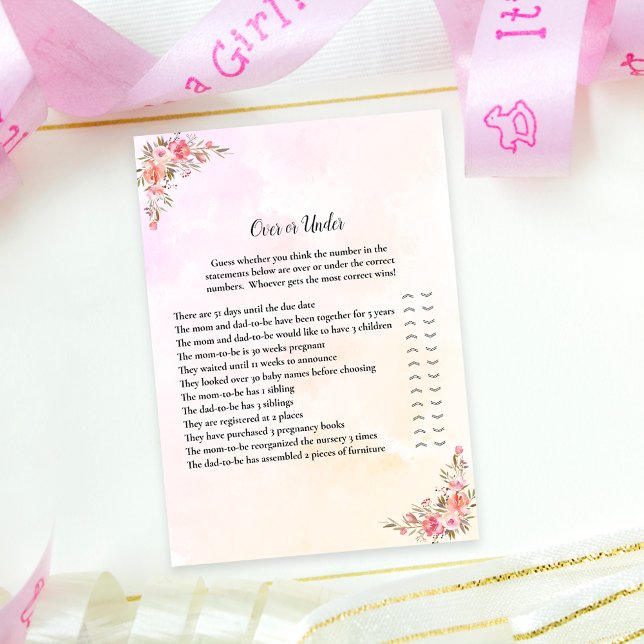 Elephant Baby Shower Over or Under Game Invitation (Creator Uploaded)