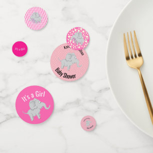 Elephant Baby Shower Pink Girl Confetti