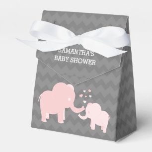 Elephant Baby Shower Pink Grey Tent Favour Box