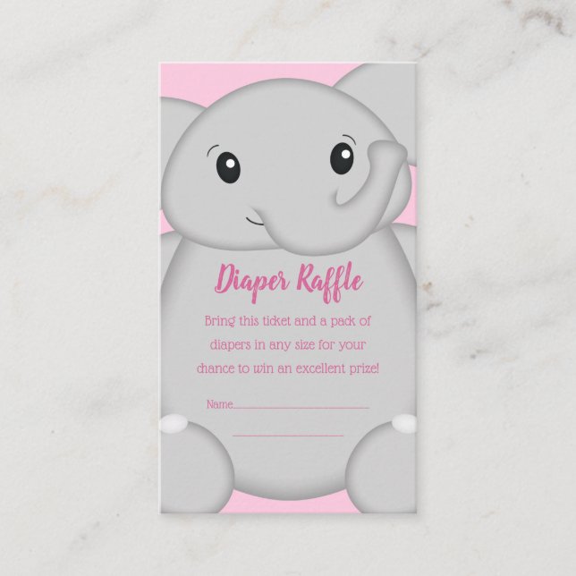 Elephant Baby Shower Pink Safari Girl Enclosure Card (Front)