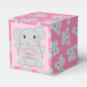 Elephant Baby Shower Pink Safari Girl Favour Box