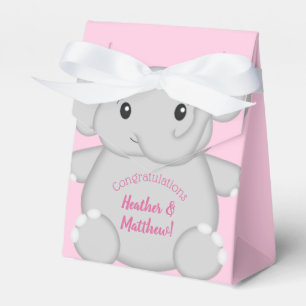 Elephant Baby Shower Pink Safari Girl Favour Box