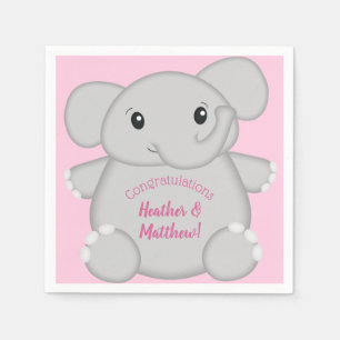 Elephant Baby Shower Pink Safari Girl Napkin