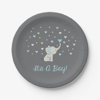 Elephant Baby Shower Plate, It's A Boy Plate
