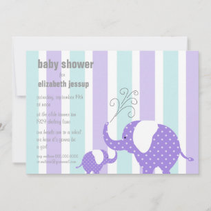 Elephant Baby Shower - Purple Invitation