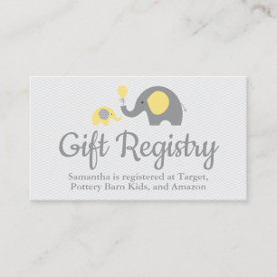 Elephant Baby Shower Registry Inserts in Pink