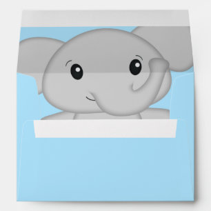 Elephant Baby Shower Safari Blue Boy Envelope
