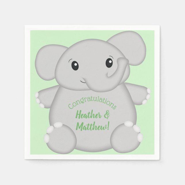 Elephant Baby Shower Safari Napkin (Front)