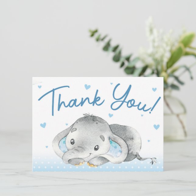 Elephant Baby Shower Thank You Card (Standing Front)