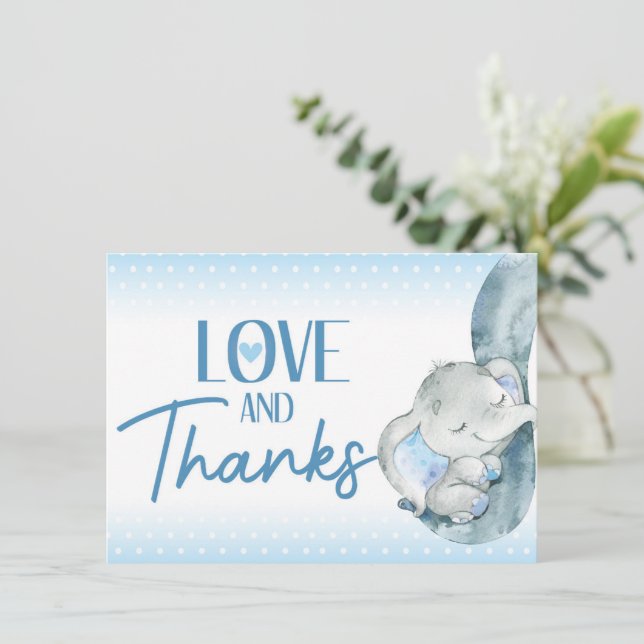 Elephant Baby Shower Thank You Card (Standing Front)
