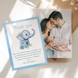Elephant Baby Shower Thank You Card – Blue Waterco