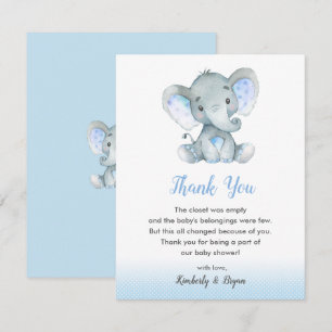 Elephant Baby Shower Thank You Cards Boys Blue