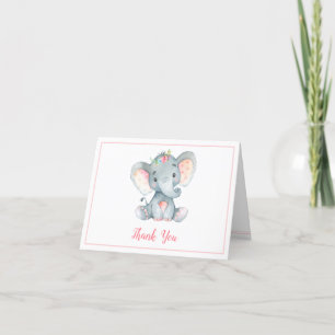 Elephant Baby Shower Thank You Cards (Girl)