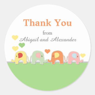  Elephant Baby Shower Thank You Classic Round Sticker