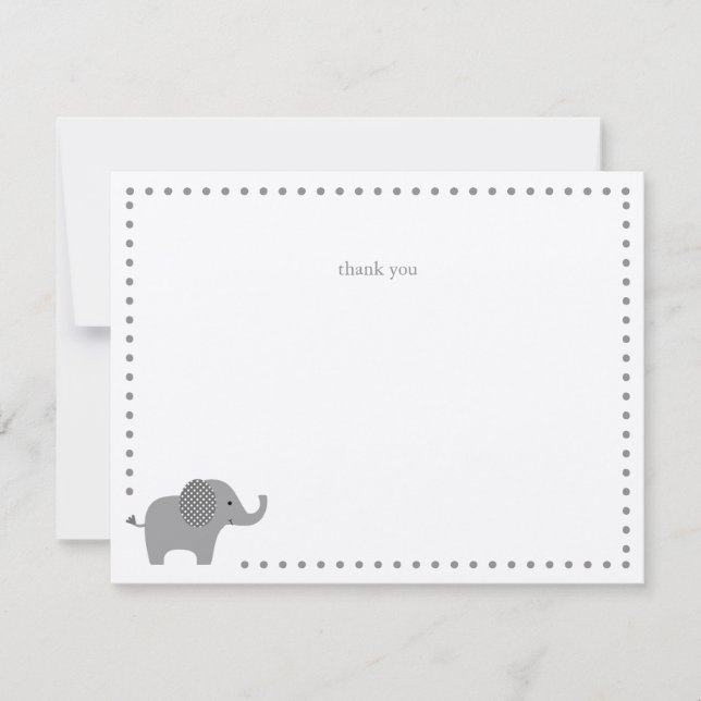 Elephant Baby Shower Thank You Note Card (Front)