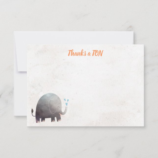 Elephant Baby Shower Thank You Note Cards (Front)