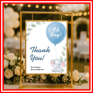 Elephant Baby Shower   Thank You Sign
