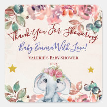 Elephant Baby Shower Thank you sticker