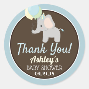 Elephant Baby Shower Thank You Stickers