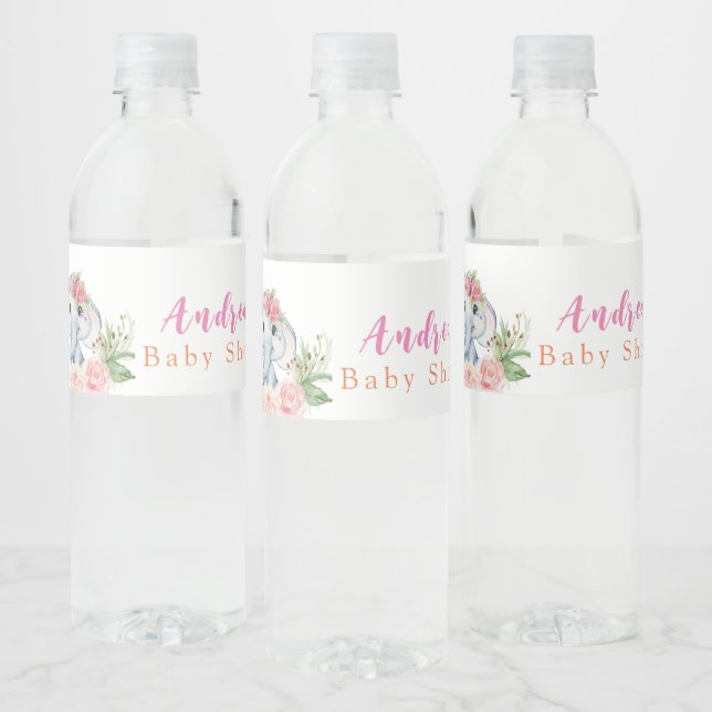 Elephant Baby Shower Water Bottle Label (Bottles)