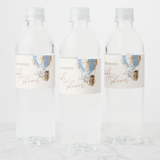 Elephant Baby Shower Water Bottle Label (Bottles)