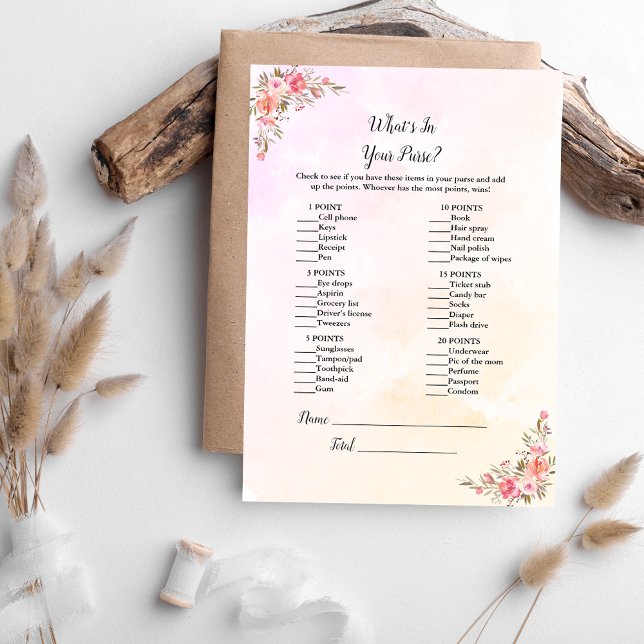 Elephant Baby Shower What's In Your Purse Game Invitation (Creator Uploaded)