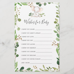 Elephant Baby Shower Wishes For Baby