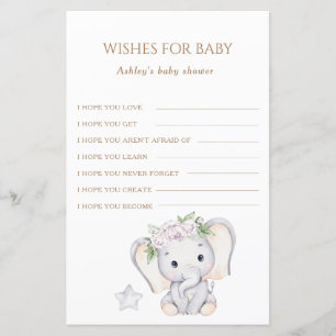 Elephant Baby Shower Wishes for Baby
