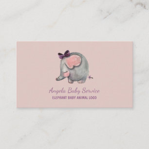 Elephant Baby sitter Pink Daycare Teacher Animal Business Card