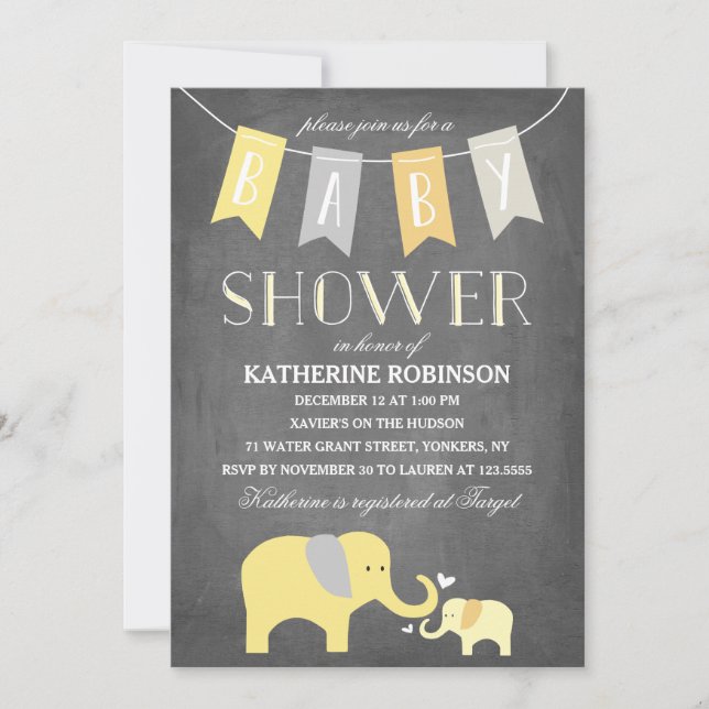 Elephant Baby Yellow | Baby Shower Invitation (Front)