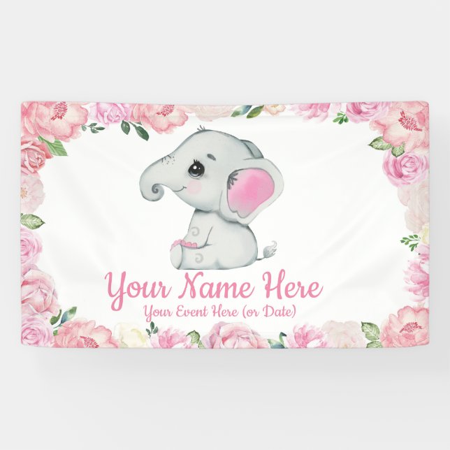 Elephant Backdrop Table Decor, Banner Sign Decor (Horizontal)