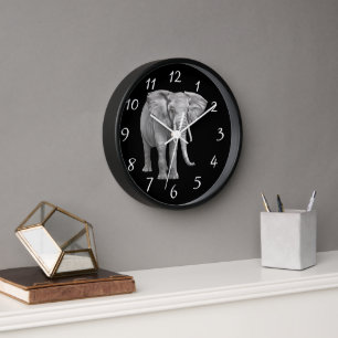 Elephant Background round clock