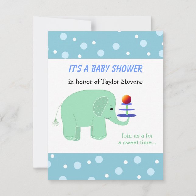 Elephant Balancing Act Baby Shower Invitation (Front)