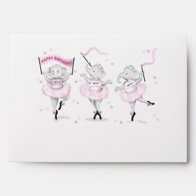Elephant Ballerina Dance Birthday Envelope (Front)