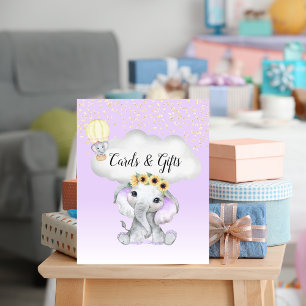 Elephant Balloon Baby Shower Purple Cards Gifts Poster