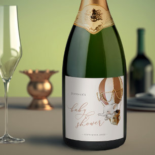 Elephant Balloon Baby Shower Sparkling Wine Label