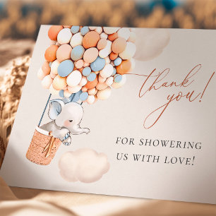 Elephant Balloon Baby Shower Thank You Card