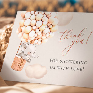 Elephant Balloon Baby Shower Thank You Card